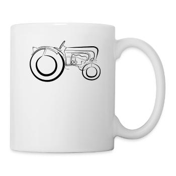Oldtimer Traktor - one line drawing - Tasse - Weiß - Rechts