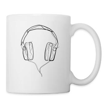 Musik Kopfhörer DJ - one line drawing - Tasse - Weiß - Rechts