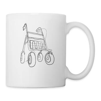 Rollator - one line drawing - Tasse - Weiß - Rechts