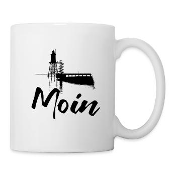 Moin for northern lights with Obereversand lighthouse - Mug - white - Right