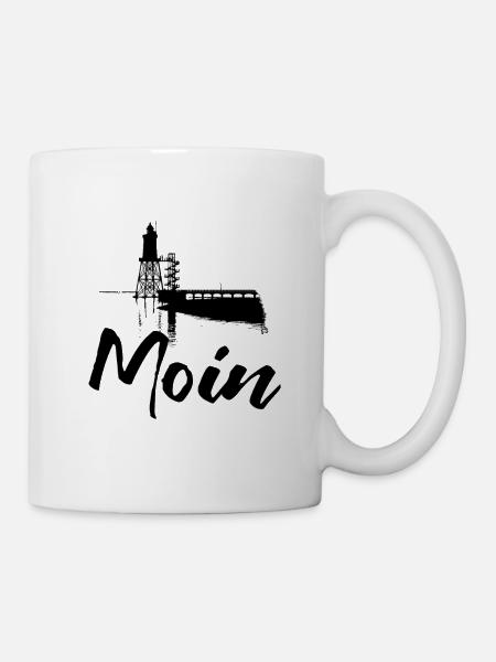 Moin für Nordlichter mit Leuchtturm Obereversand - Tasse - Weiß