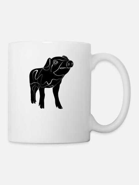 Schwein Ferkel - Tasse - Weiß