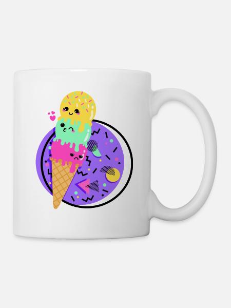 Cornet de glace Kawaii Style Retro Années 80 - Mug blanc - blanc