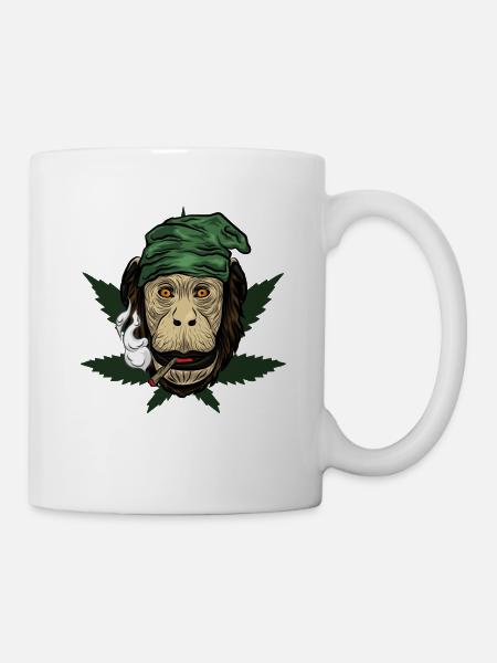 Kiffender Affe Mit Joint - Tasse - Weiß