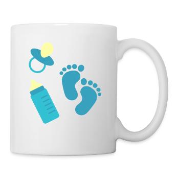 Bébé icônes sucette pieds dessin animé bleu fiole - Mug blanc - blanc - Droite