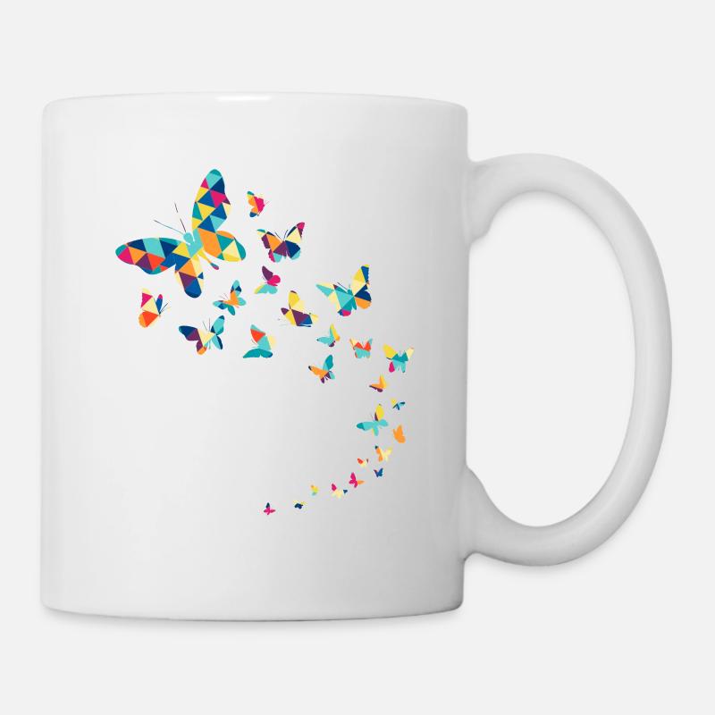 Papillons en vol Colorés géométriques - Mug blanc - blanc