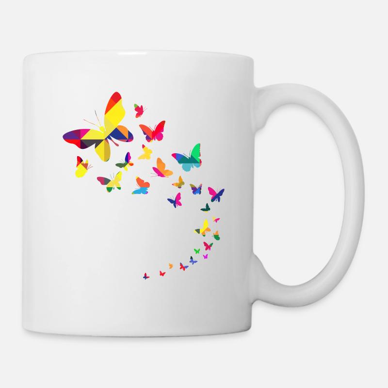 Papillons en vol géométrique - Mug blanc - blanc