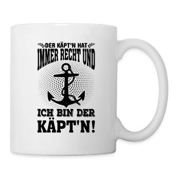 Kapitän Segeln Boot Geschenk - Tasse - Weiß - Rechts