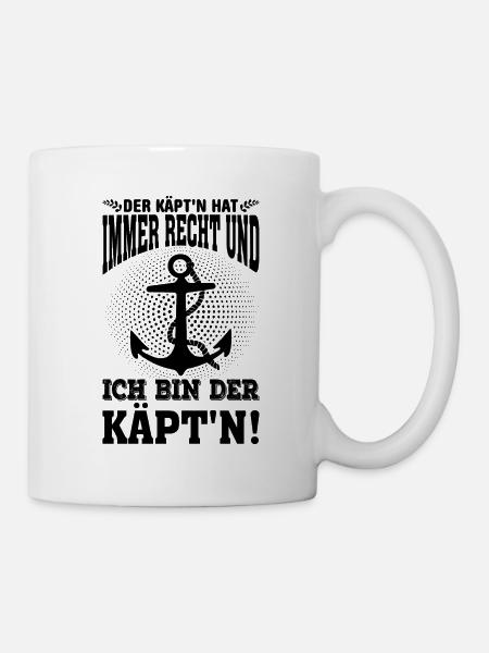 Kapitän Segeln Boot Geschenk - Tasse - Weiß