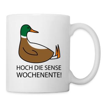 Ente will Wochenende - Tasse - Weiß - Rechts