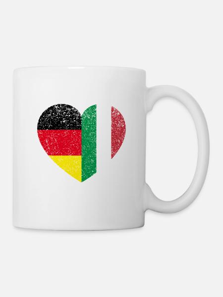 Deutschland Italien Flagge Herz - Tasse - Weiß