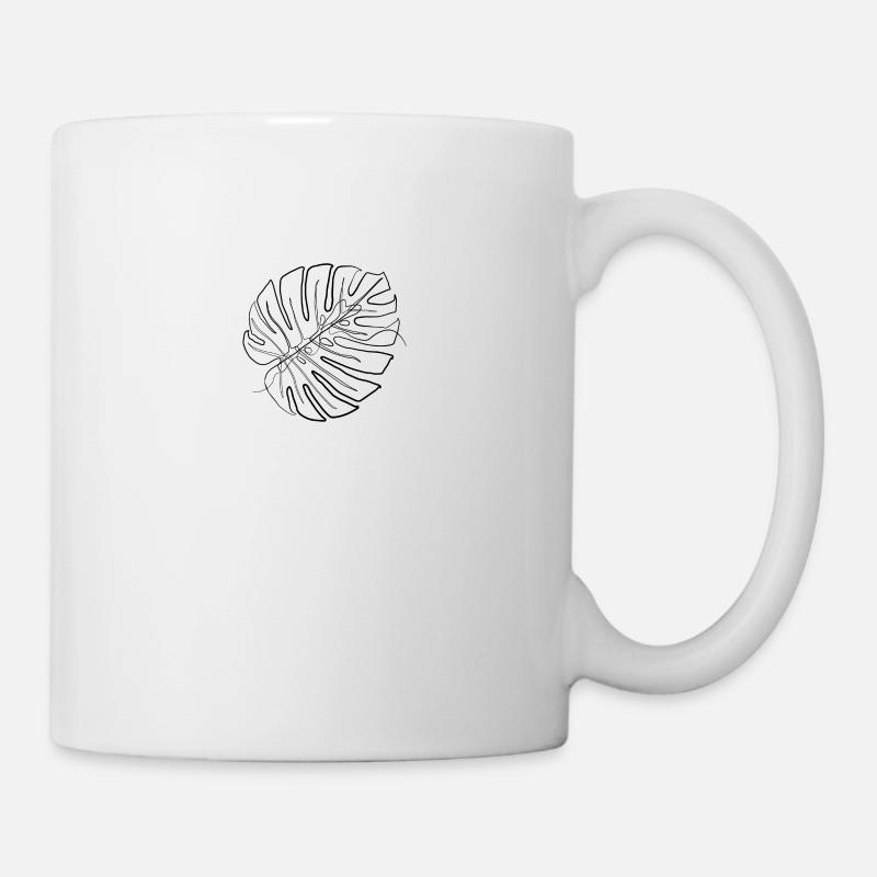 Monstera Blatt - one line drawing - Tasse - Weiß