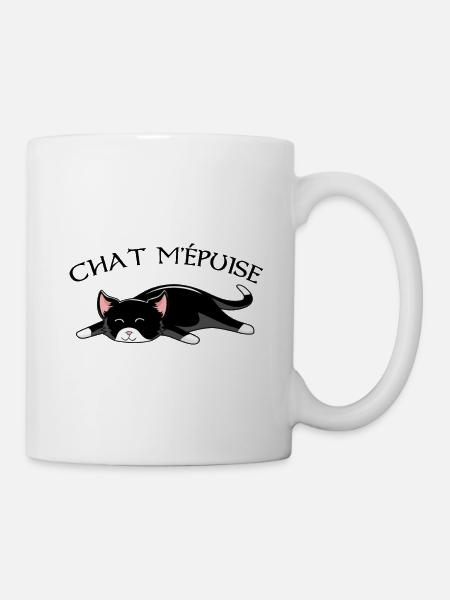 Chat m'épuise - Mug blanc - blanc