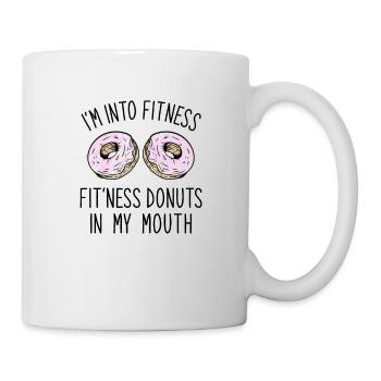 Funny Fitness Donuts Joke Saying Gym Shirt - Mug - white - Right