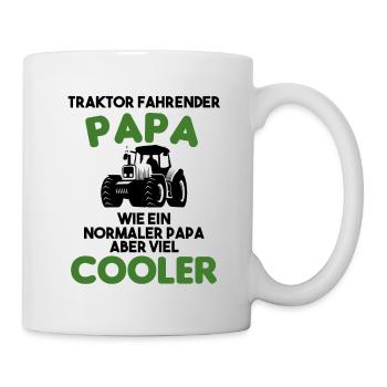 Traktor fahrender Papa - Tasse - Weiß - Rechts