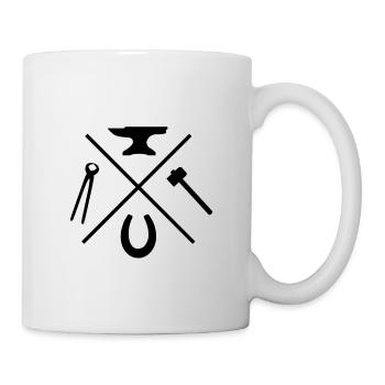 Schmied Amboss Herren T-Shirt Lustige Hufschmied S - Tasse - Weiß - Rechts