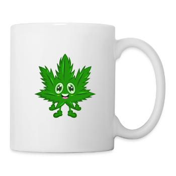 Feuille de chanvre bande dessinée de cannabis - Mug blanc - blanc - Droite