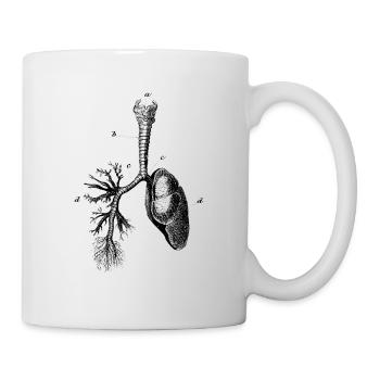 Lunge Brustkorb anatomisch Anatomie Skelett - Tasse - Weiß - Rechts