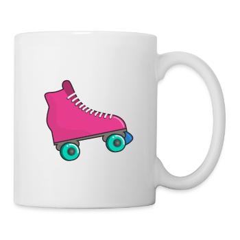 Roller skates in pink roller skating - Mug - white - Right