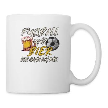 Fußball und Bier | Spruch Geschenkidee Lustig Fan - Tasse - Weiß - Rechts