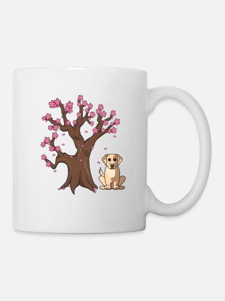 Labrador Retriver Dog Love-r Japanese Cherry Bloss - Mug blanc - blanc