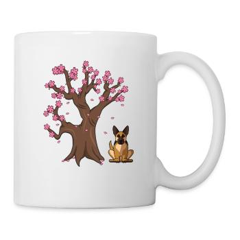 German Shepherd Dog Japanese Cherry Blossom Tree - Mug - white - Right