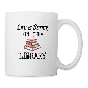 BOOK READER / BOOK FAN: Life In Library - Mug - white - Right