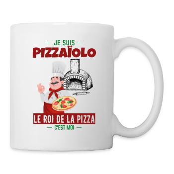 Pizzaïolo Roi de la Pizza Humour Cadeau Métiers - Mug blanc - blanc - Droite