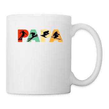 Skier Dad Shirt, Funny Papa Skiing Father Retro - Mug - white - Right