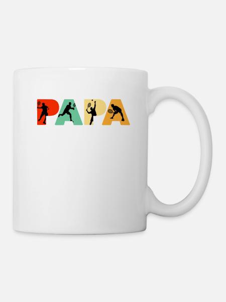 Tennis Dad Shirt, Funny Papa Tennis Father Retro - Mug - white