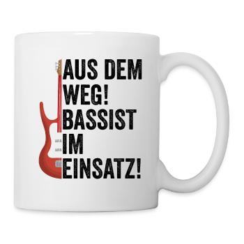Bass Bassist Bass-Gitarrist Gitarre Vintage Design - Tasse - Weiß - Rechts