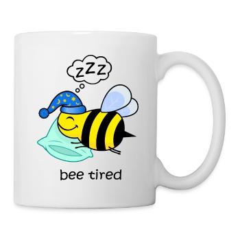 bee tired, funny tired bee cute animals sleep - Mug - white - Right