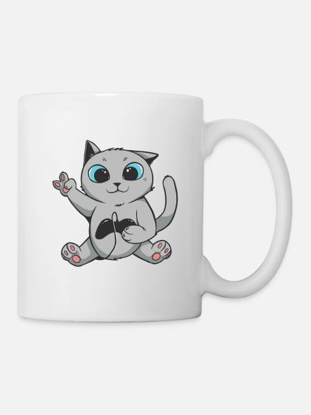 Britische Gamer Kurzhaar Katze Gaming Welpe - Tasse - Weiß