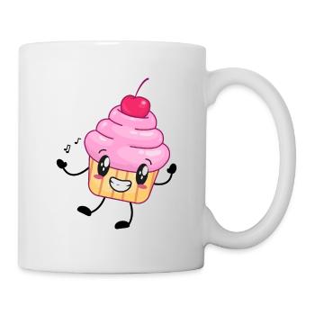 Cupcake muffin cartoon music character - Mug - white - Right