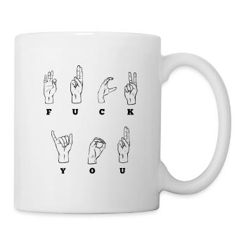 Fuck You signe de la main de la langue des signes signe du doigt - Mug blanc - blanc - Droite