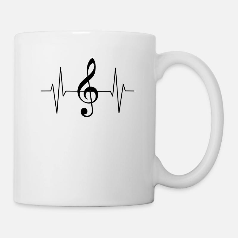 Rythme cardiaque Musique Clés de partition - Mug blanc - blanc