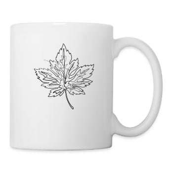 Ahorn Ahornblatt - one line drawing - Tasse - Weiß - Rechts