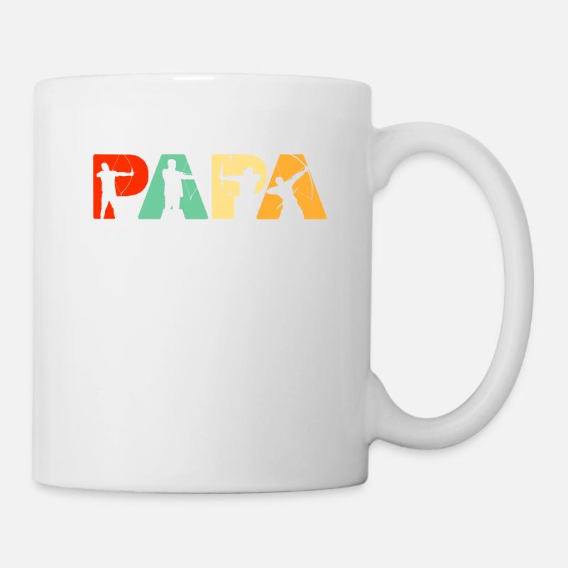 Bogenschütze Papa, Retro Papa Bogenschießen Vater Geschenk - Tasse - Weiß