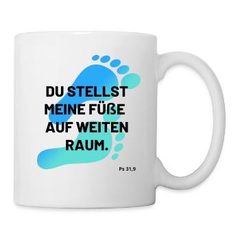 du stellst meine Füße auf weiten Raum mehrfarbig - Tasse - Weiß - Rechts