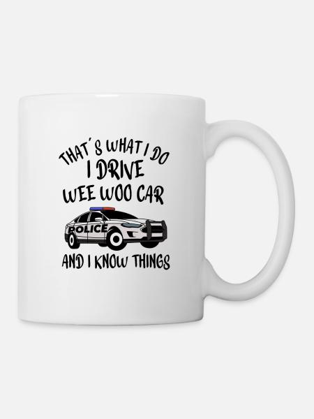 POLICE / COP / OFFICER : Wee Woo Car - Mug blanc - blanc