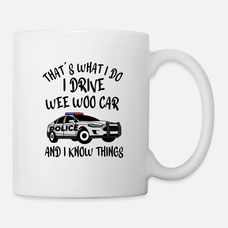 POLICE / COP / OFFICER : Wee Woo Car - Mug blanc - blanc