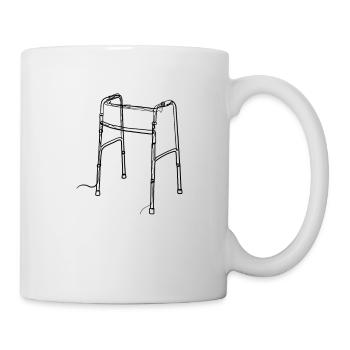 Gehhilfe Rentner - one line drawing - Tasse - Weiß - Rechts