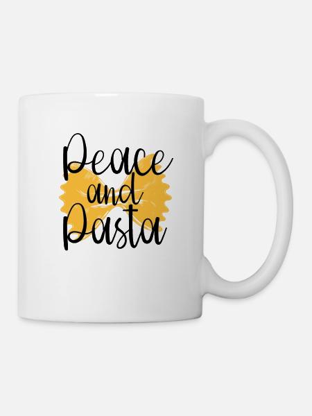 Frieden und Pasta - Tasse - Weiß