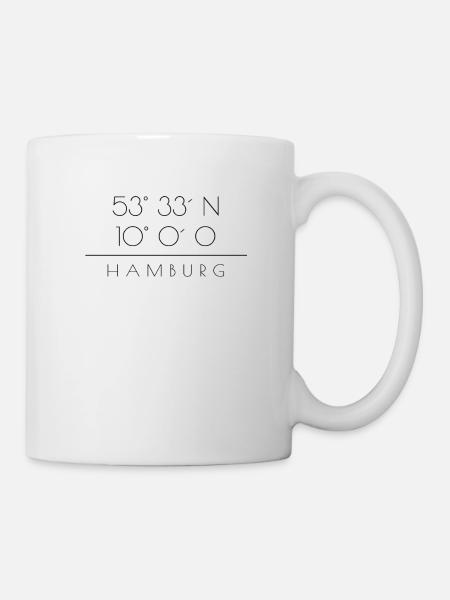 Hamburg Koordinaten Design - Tasse - Weiß