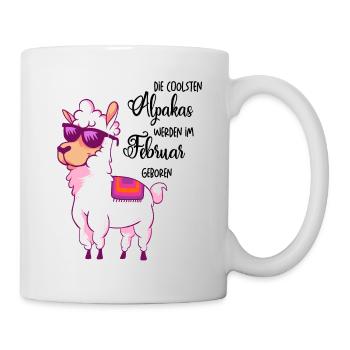 Die coolsten Alpakas werden im Februar geboren - Tasse - Weiß - Rechts
