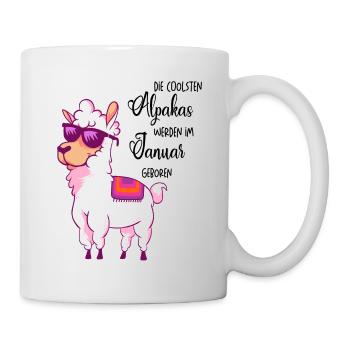 Die coolsten Alpakas werden im Januar geboren - Tasse - Weiß - Rechts