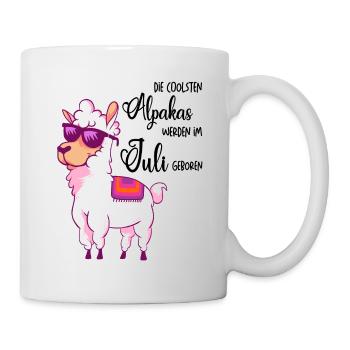 Die coolsten Alpakas werden im Juli geboren - Tasse - Weiß - Rechts