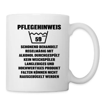 Pflegehinweis 59 Jahre - Tasse - Weiß - Rechts