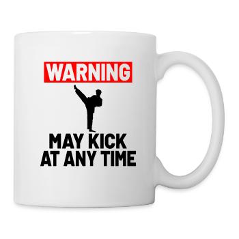 MARTIAL ARTS KARATE GIFT IDEA: Warning may kick - Mug - white - Right