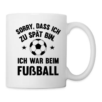 Ich war beim Fußball - Tasse - Weiß - Rechts
